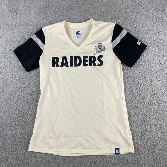 Starter Women's Small White NFL LV Raiders Polyester Short Sleeve Fan Shirt - Picture 1 of 9